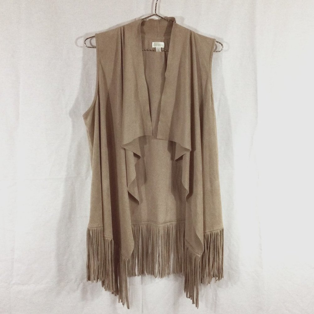 Decree Faux Suede Fringed Vest Sz XL